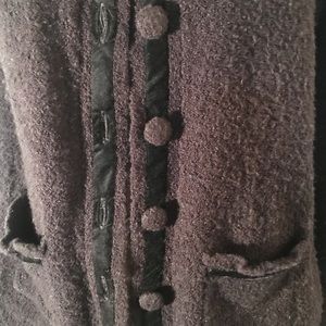 Sweet Velvet Trimmed Sweater Ruffled Neck/Cuffs